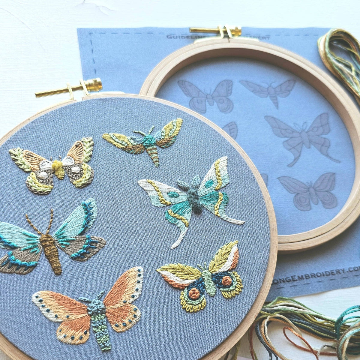 *Pre - Order* 6" Moth Embroidery Kit - Shop at Persephone's Hearth
