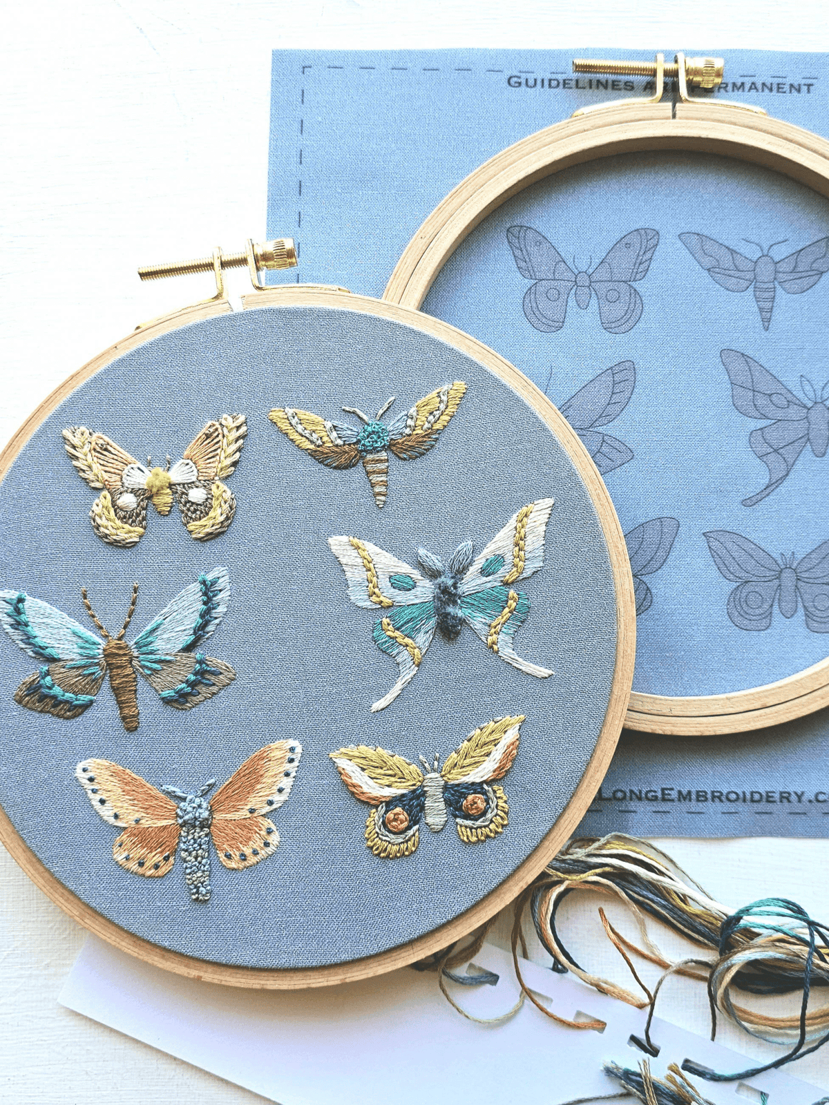 *Pre - Order* 6" Moth Embroidery Kit - Shop at Persephone's Hearth