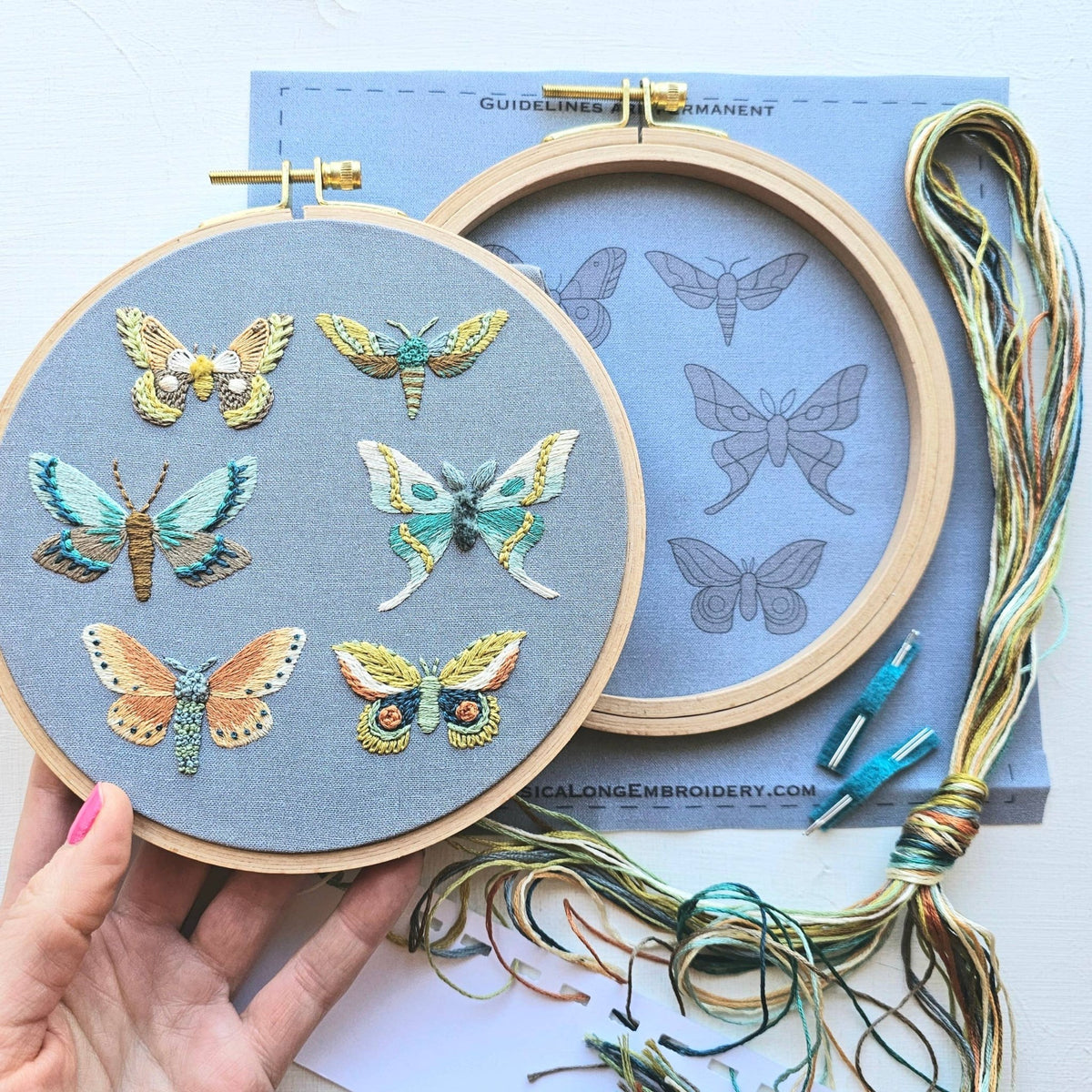 *Pre - Order* 6" Moth Embroidery Kit - Shop at Persephone's Hearth