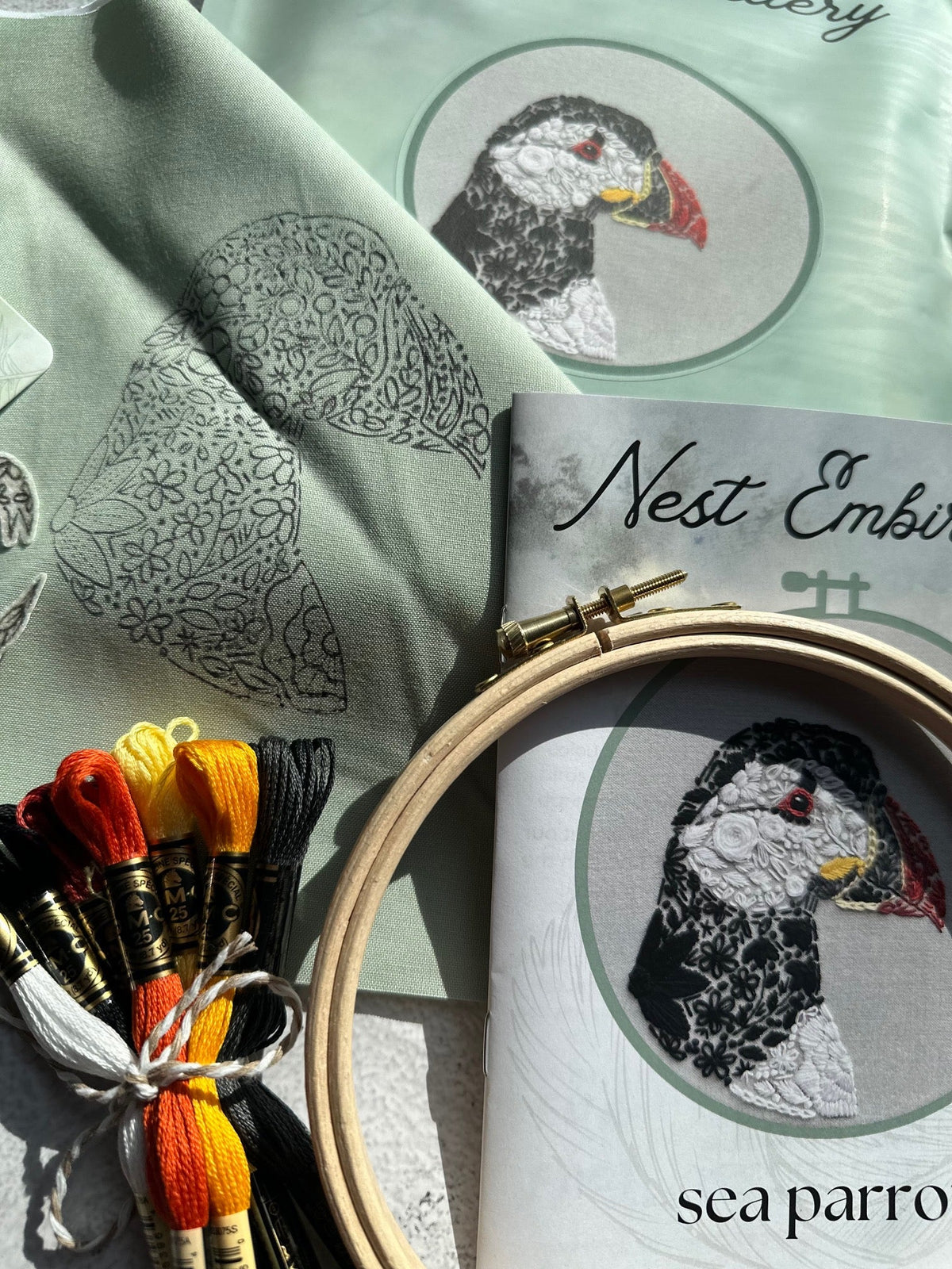 *Pre-order* 6" Sea Parrot Embroidery Kit - Shop at Persephone's Hearth