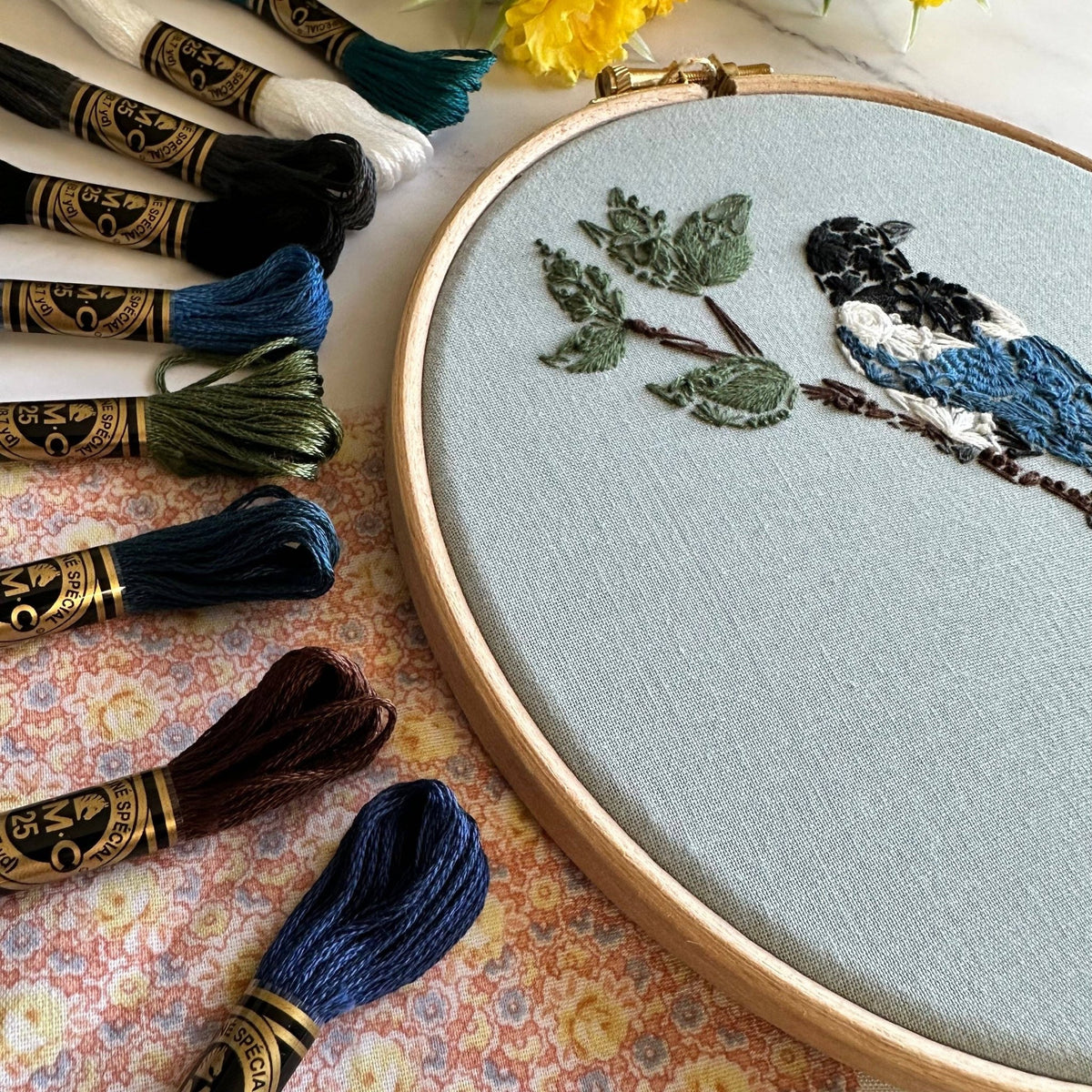 *Pre - Order* 7" Beginner Mister Magpie Embroidery Kit - Shop at Persephone's Hearth