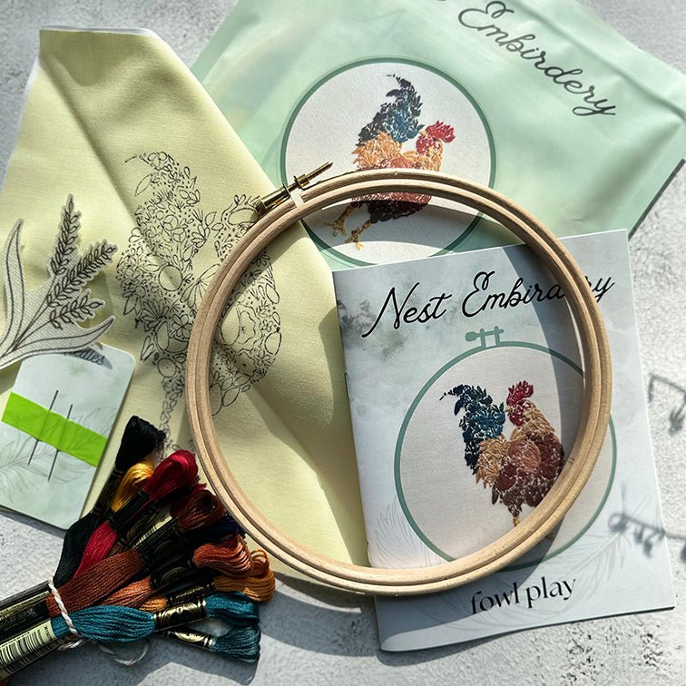 *Pre - order* 7" Fowl Play Embroidery Kit - Shop at Persephone's Hearth
