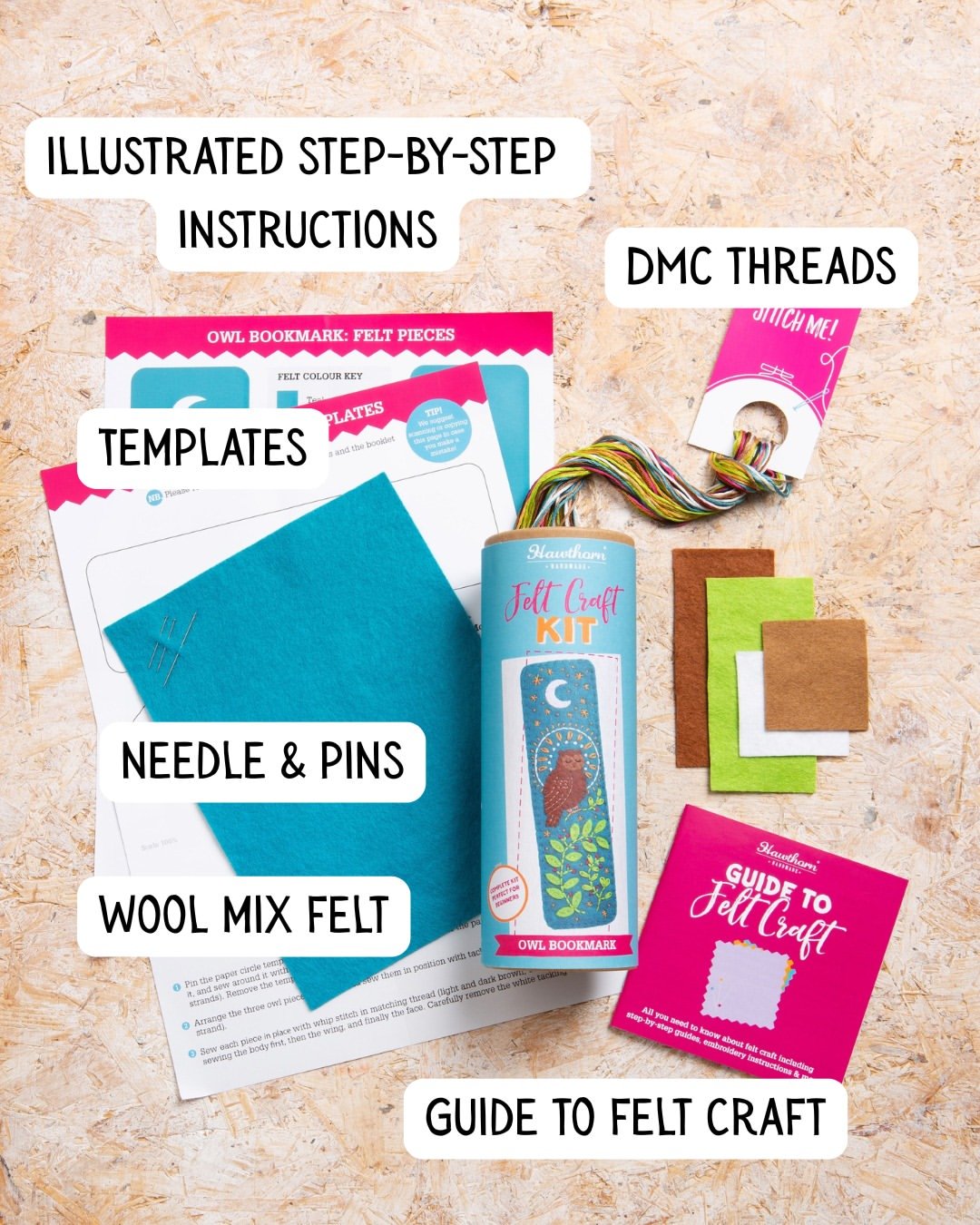 *Pre-order* Beginner Hare Bookmark Felt Craft Kit - Shop at Persephone's Hearth