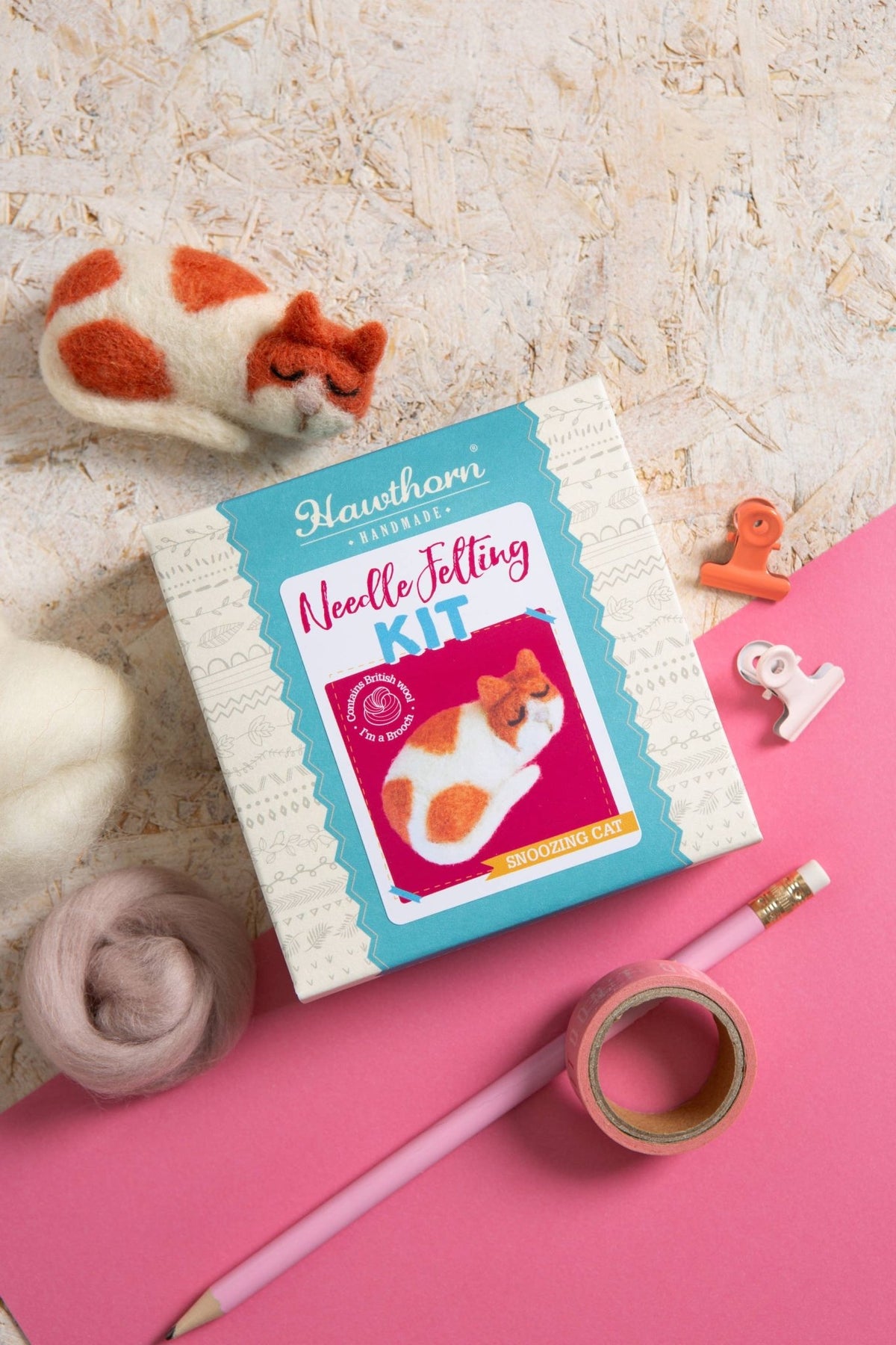 Beginner Mini Cat Brooch Needle Felting Craft Kit - Shop at Persephone's Hearth
