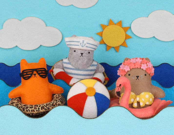 *Pre - order* Flamingo Cat Embroidery & Felt Doll Kit - Shop at Persephone's Hearth