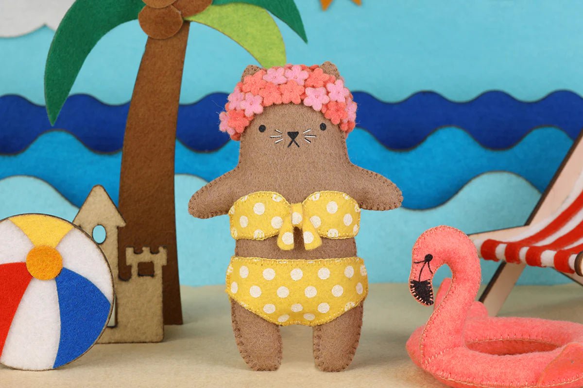*Pre - order* Flamingo Cat Embroidery & Felt Doll Kit - Shop at Persephone's Hearth