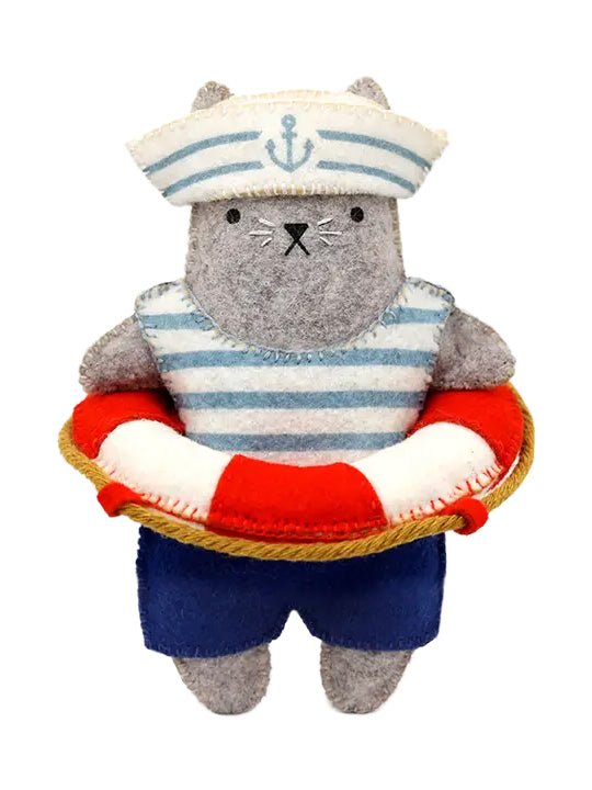 *Pre - order* Sailor Cat Embroidery & Felt Doll Kit - Shop at Persephone's Hearth