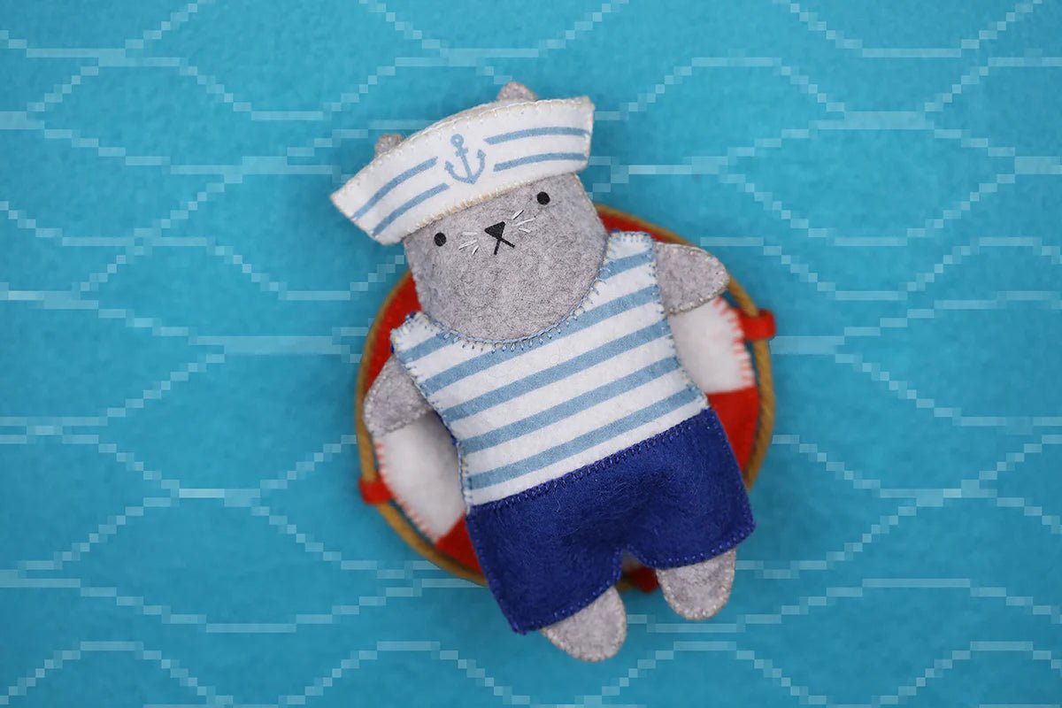 *Pre - order* Sailor Cat Embroidery & Felt Doll Kit - Shop at Persephone's Hearth