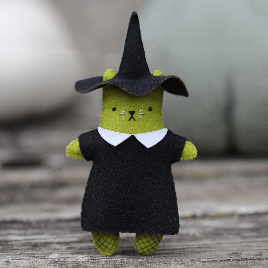 *Pre - order* Witch Cat Embroidery & Felt Doll Kit - Shop at Persephone's Hearth