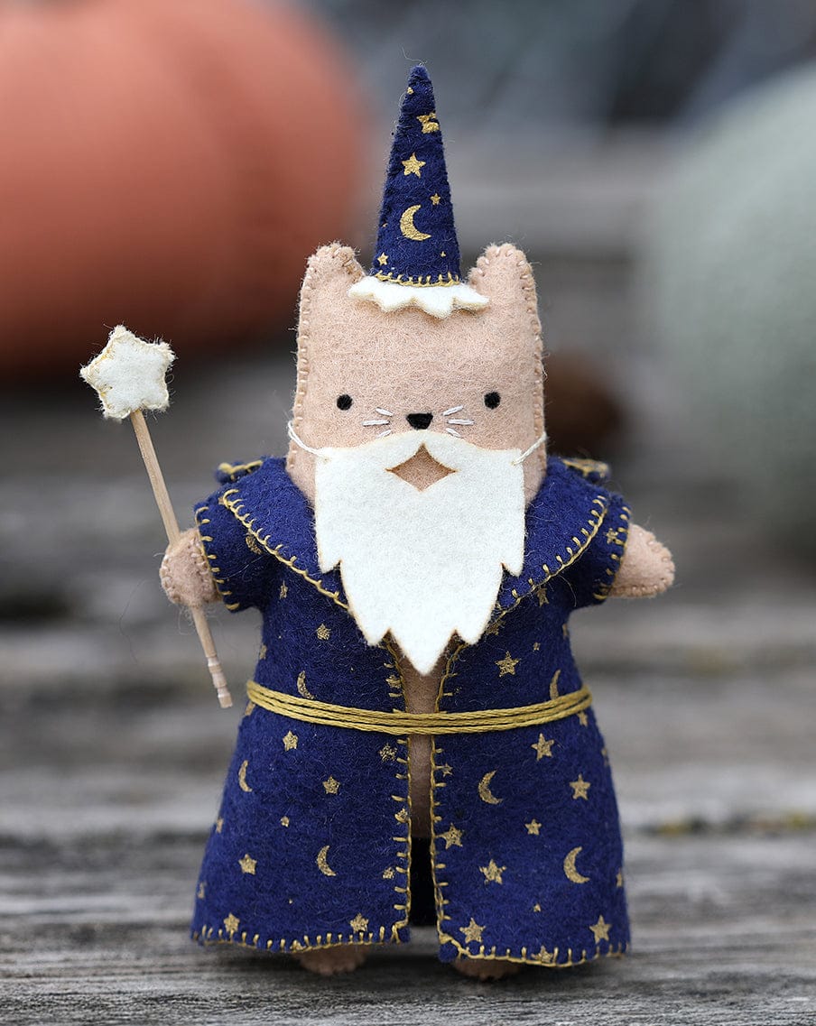 *Pre - order* Wizard Cat Embroidery & Felt Doll Kit - Shop at Persephone's Hearth