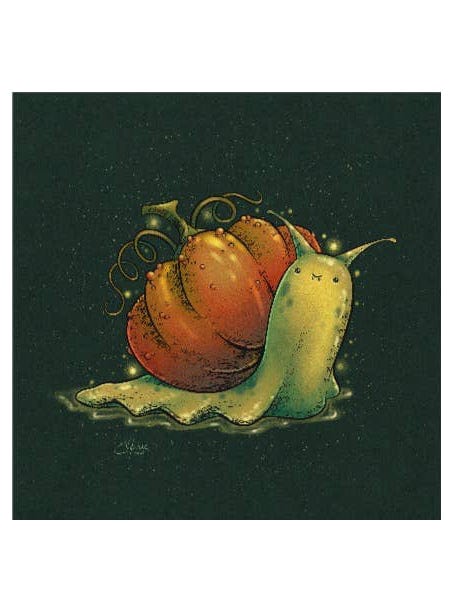 Pumpkin Snail Art Print, 8" x 8" - Shop at Persephone's Hearth