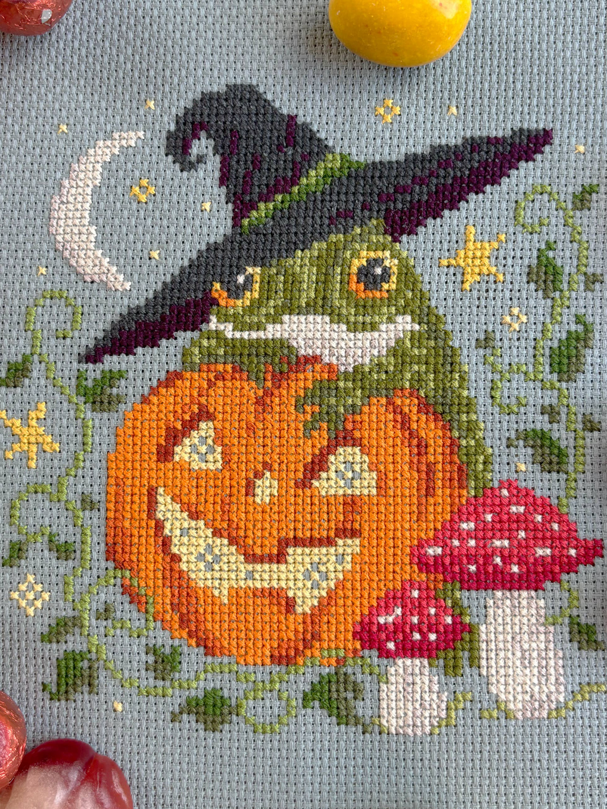 Pumpkin Toad Cross Stitch Kit (Hoop not included) - Shop at Persephone's Hearth