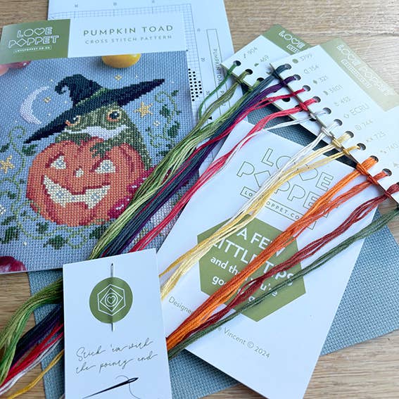 Pumpkin Toad Cross Stitch Kit (Hoop not included) - Shop at Persephone's Hearth