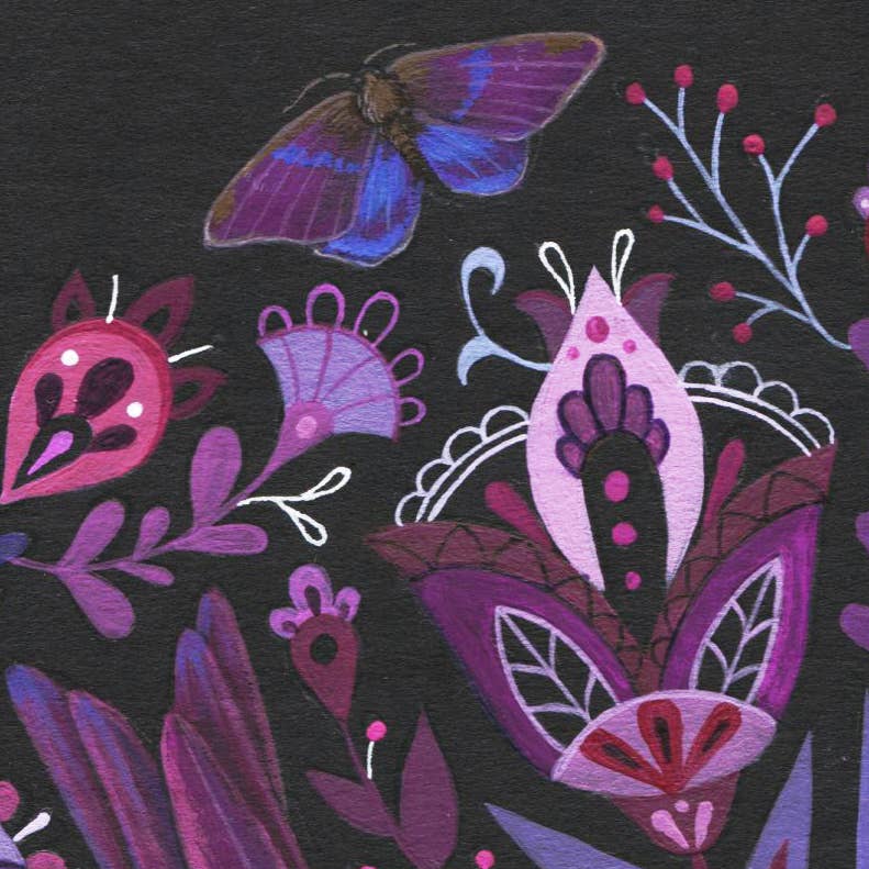 "Purple Gem" Folk Art Print, 10" x 8" - Shop at Persephone's Hearth