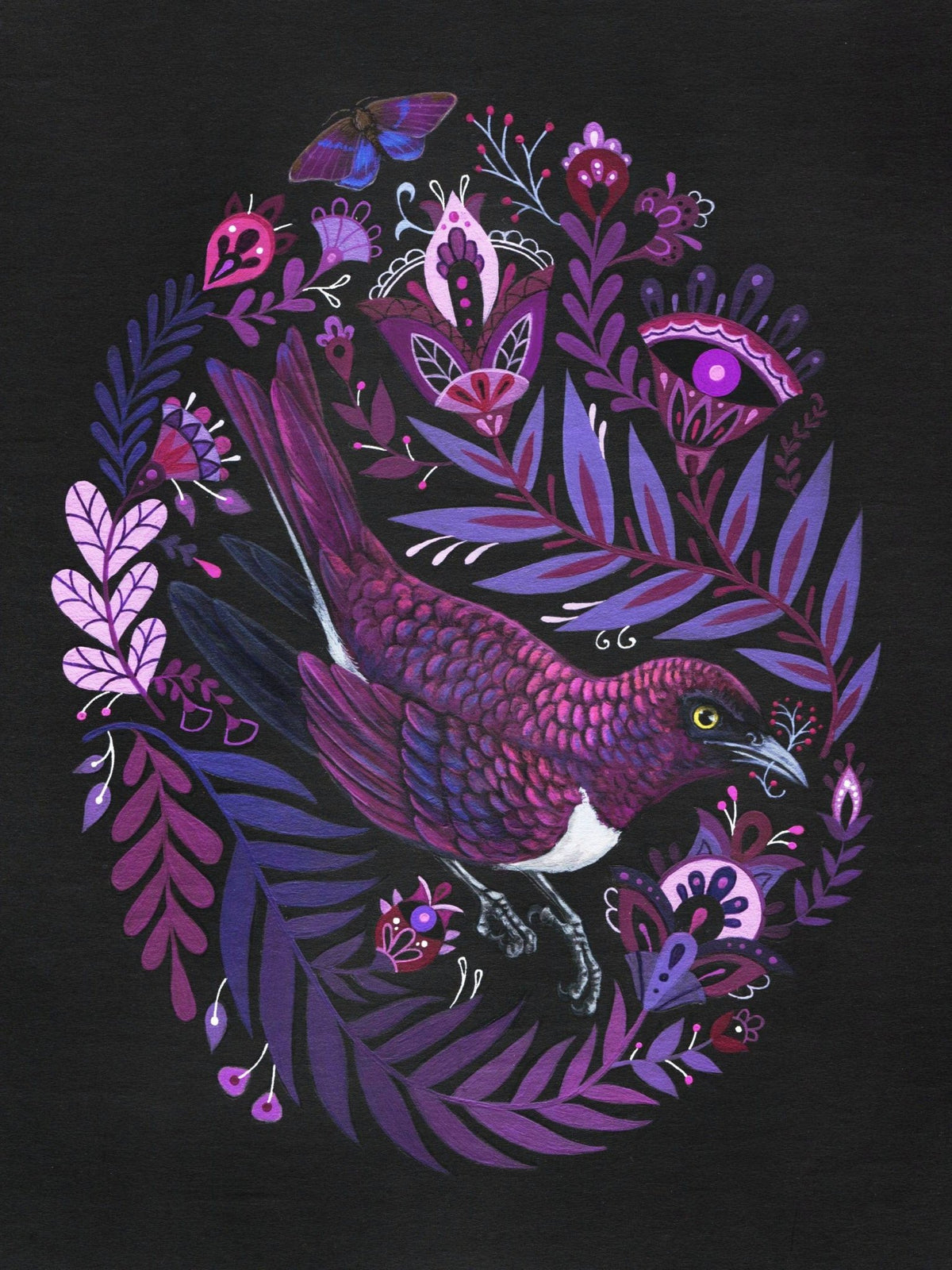 "Purple Gem" Folk Art Print, 10" x 8" - Shop at Persephone's Hearth