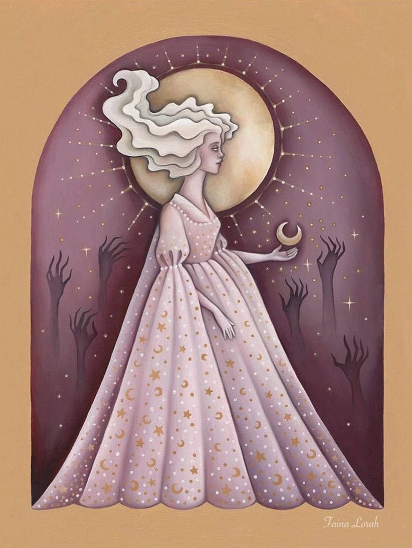 *Retiring* Moon Maiden Art Nouveau Print, 14" x 11" - Shop at Persephone's Hearth