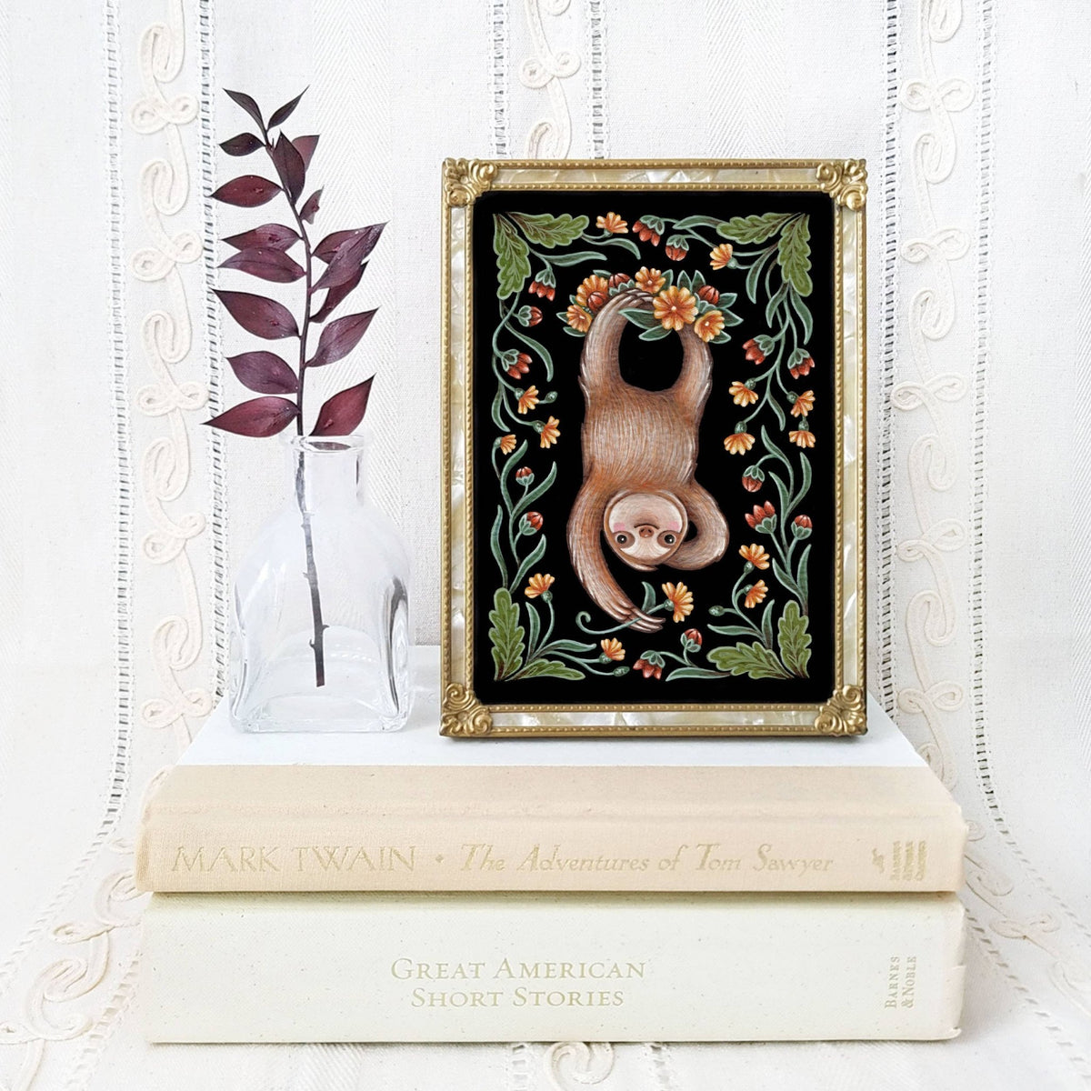 *Retiring* Sloth Folk Art Print, multiple sizes - Shop at Persephone's Hearth