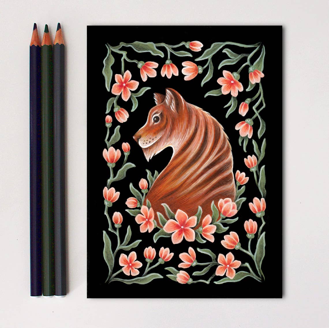 *Retiring* Tiger Folk Art Print, multiple sizes - Shop at Persephone's Hearth