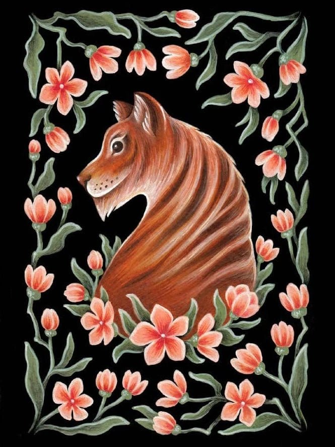 Retiring* Tiger Folk Art Print, multiple sizes – Persephone's Hearth Retiring* Tiger Folk Art Print, multiple sizes – Persephone's Hearth