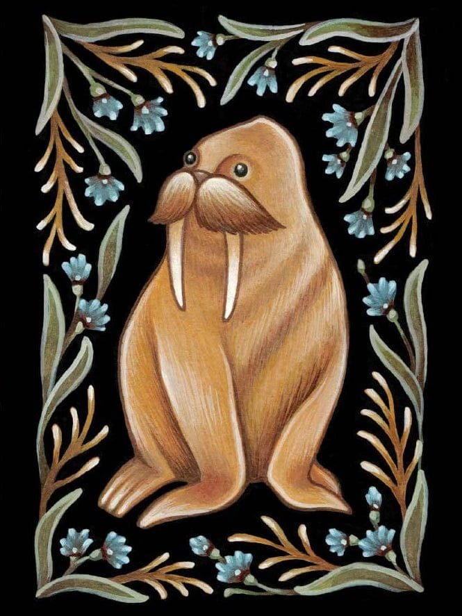 *Retiring* Walrus Folk Art Print, multiple sizes - Shop at Persephone's Hearth