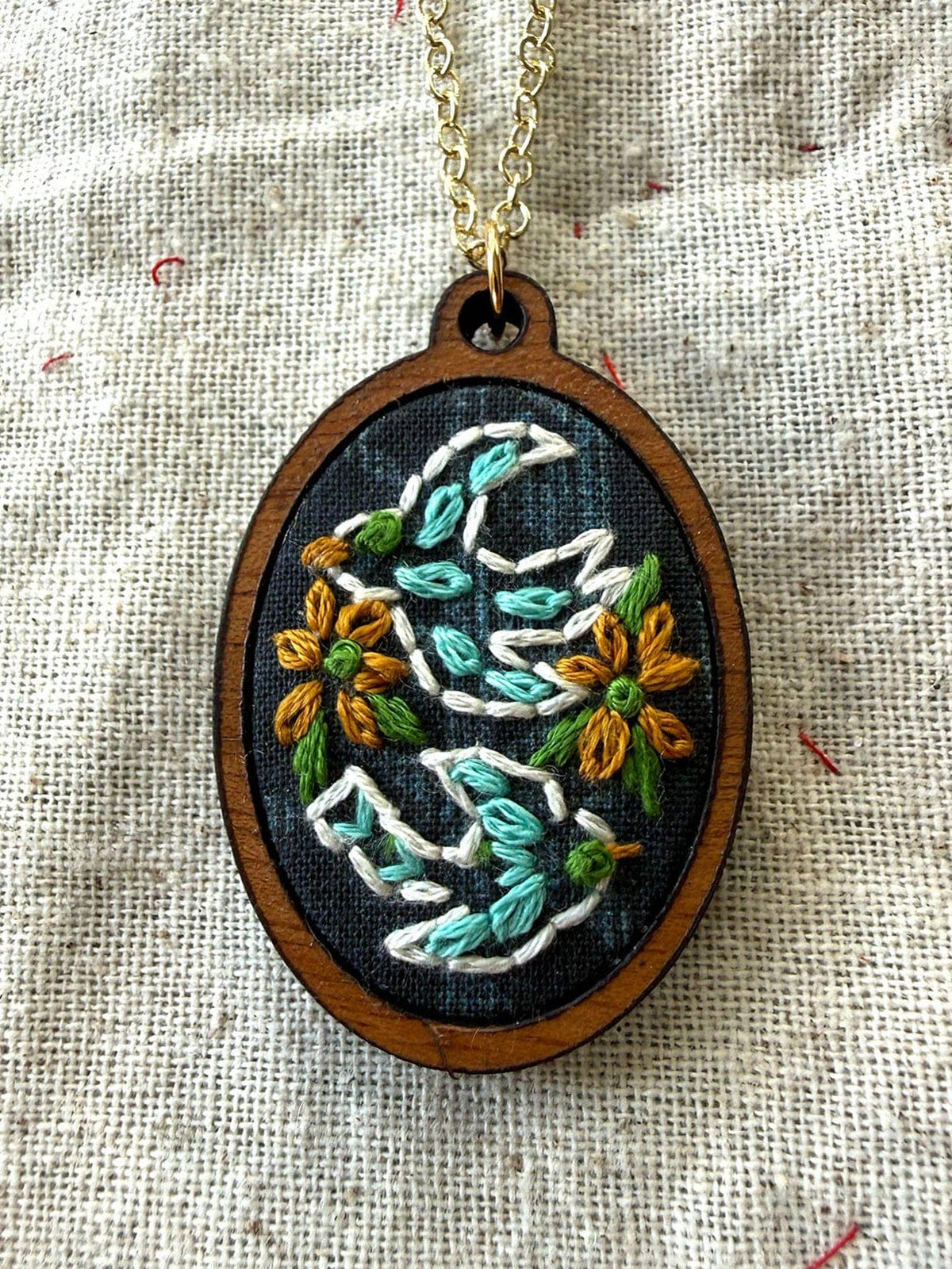 Rikrack Embroidery Kit Beginner Necklace Birds Embroidery Kit