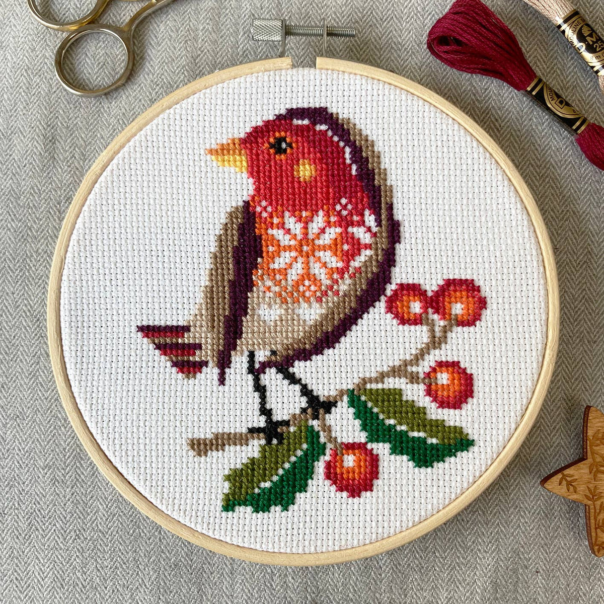 Rockin Robin Cross Stitch Kit (Hoop not included) - Shop at Persephone's Hearth