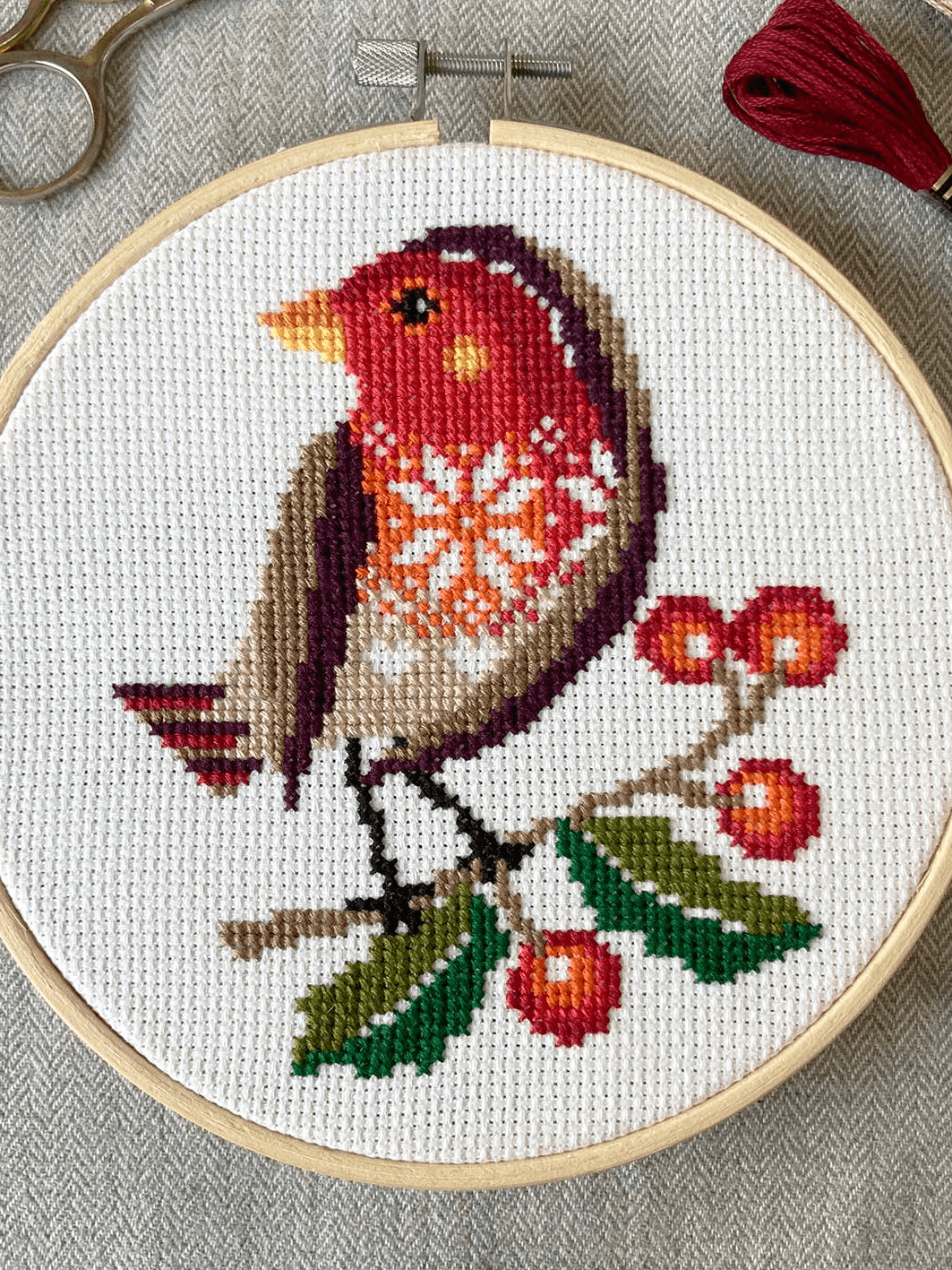 Rockin Robin Cross Stitch Kit (Hoop not included) - Shop at Persephone's Hearth