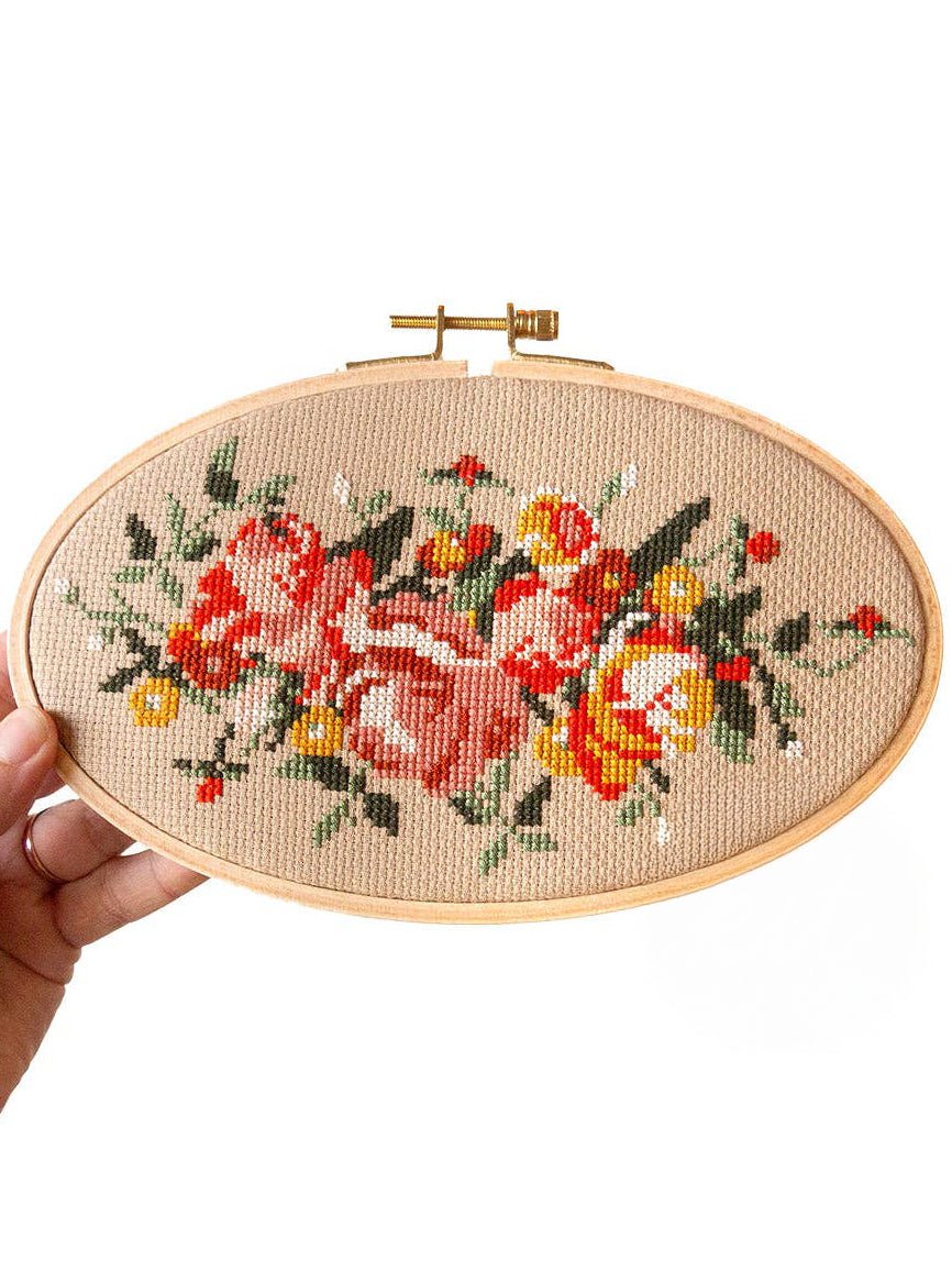 "Rosy Chaos" Cross Stitch Kit - Shop at Persephone's Hearth