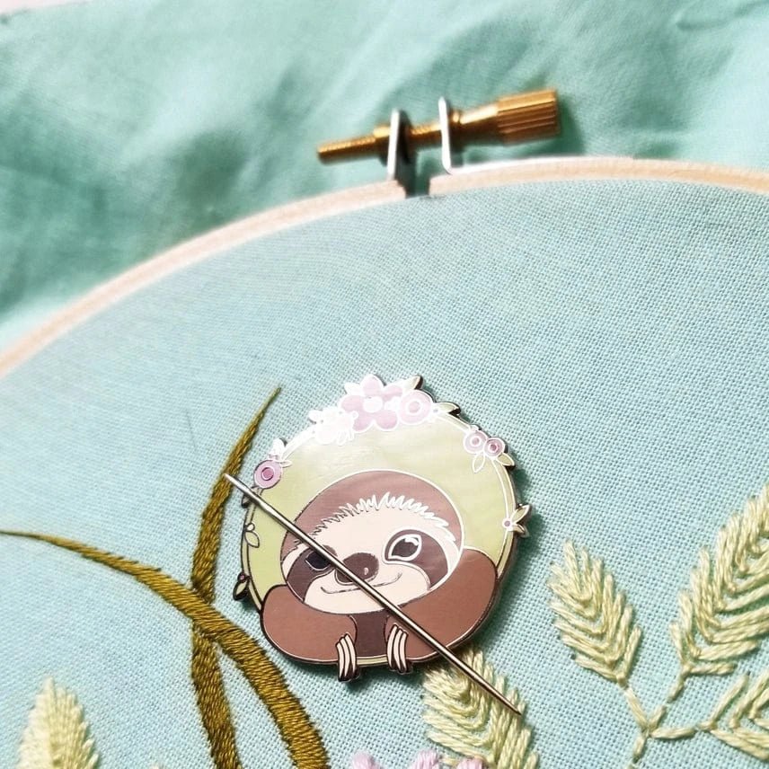 Sloth Enamel Needle Minder - Shop at Persephone's Hearth