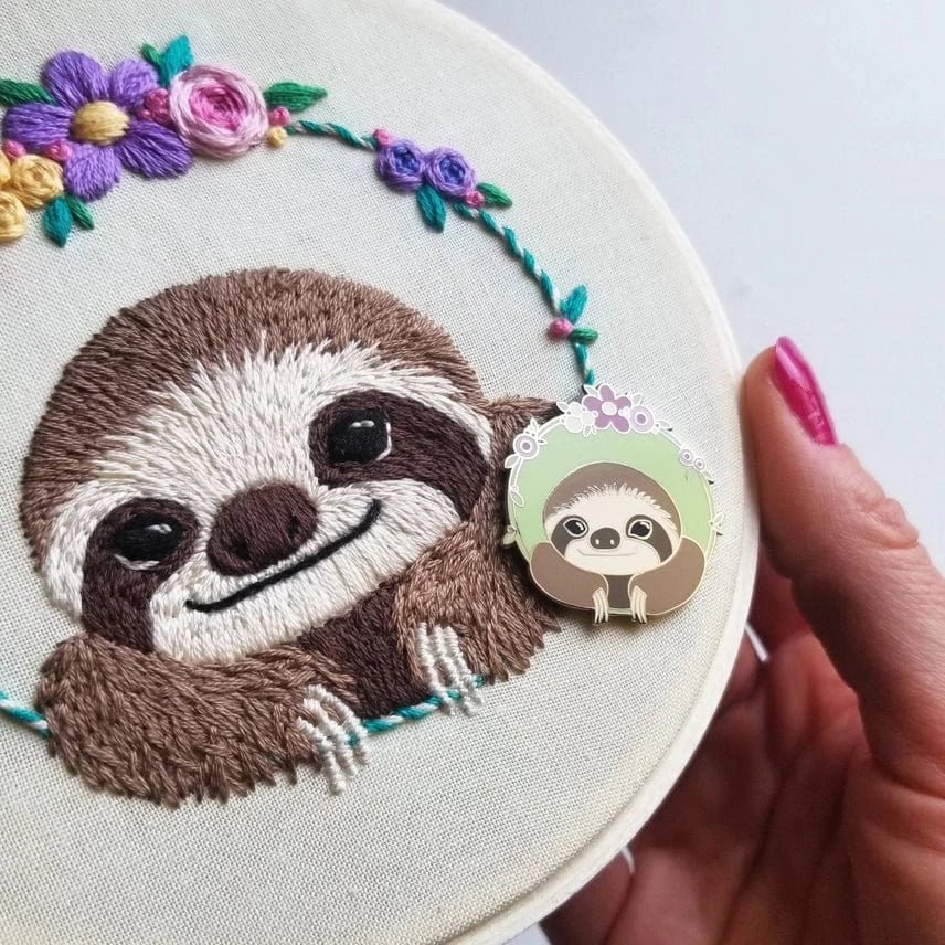 Sloth Enamel Needle Minder - Shop at Persephone's Hearth