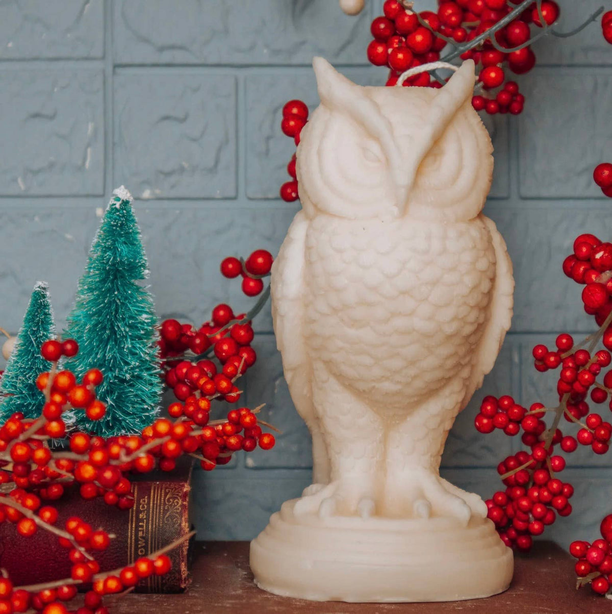 Snowy Owl Pillar Candle - Shop at Persephone's Hearth
