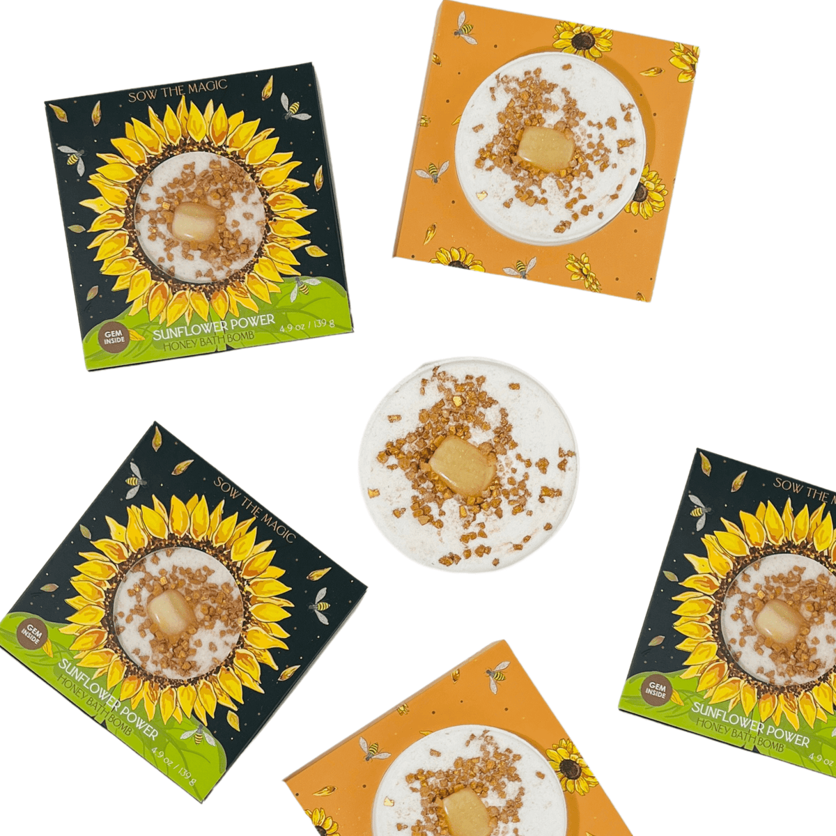 Sow the Magic Bath Bomb Sunflower Power Honey Bath Bomb with Amber