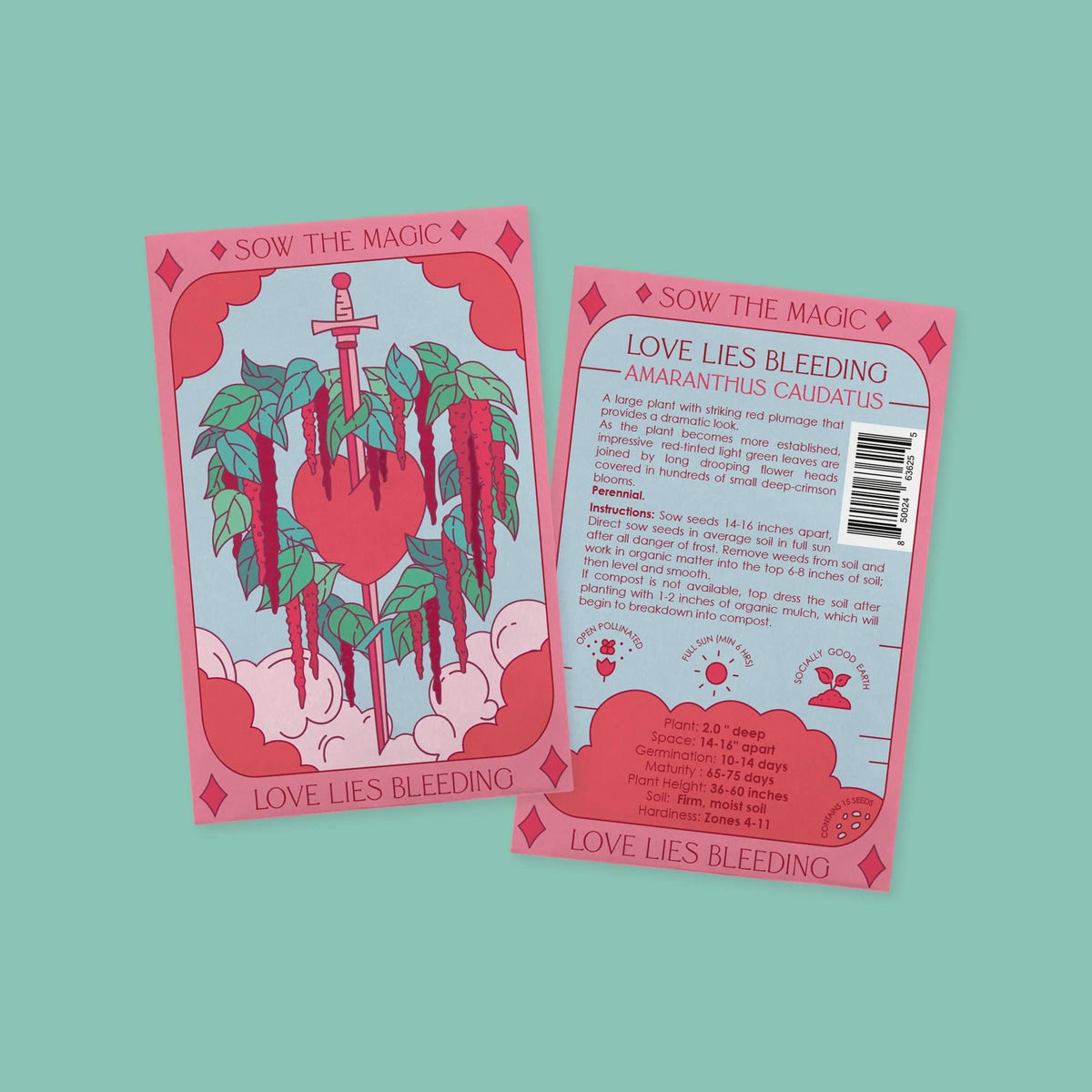 Sow the Magic Love Lies Bleeding Tarot Garden + Gift Seed Packet