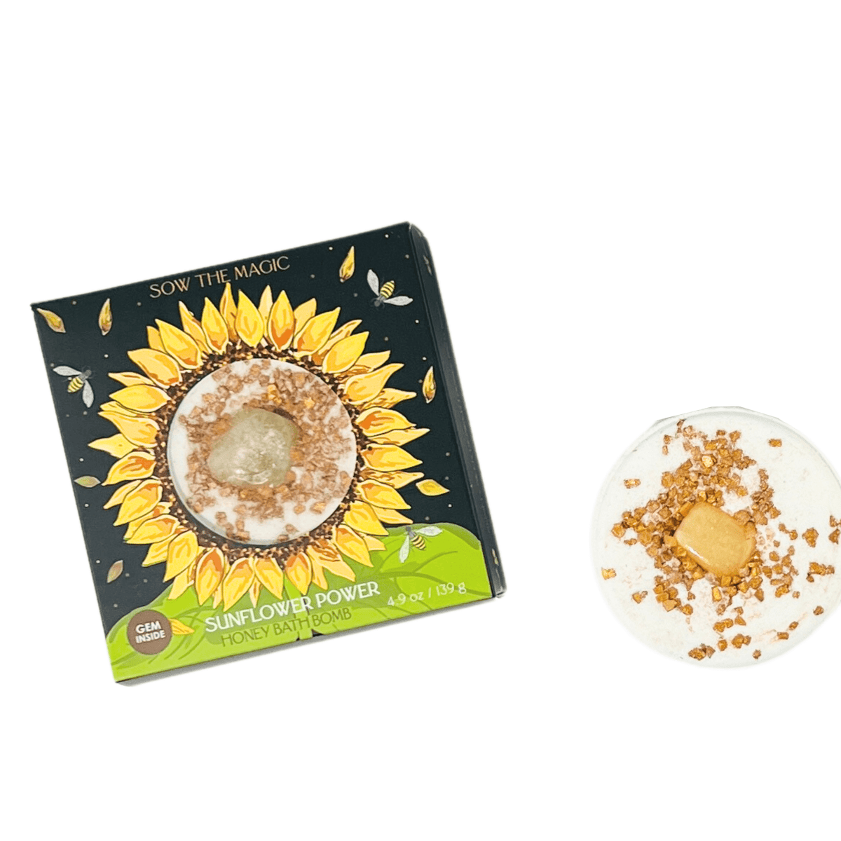 Sow the Magic Sunflower Power Honey Bath Bomb with Amber