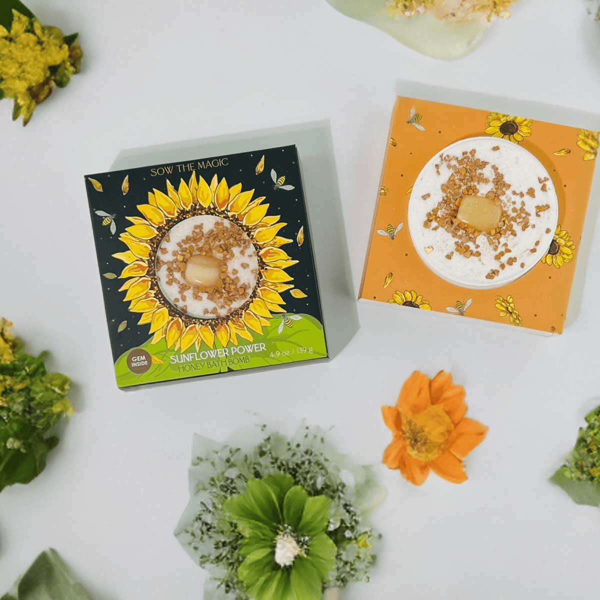 Sow the Magic Sunflower Power Honey Bath Bomb with Amber