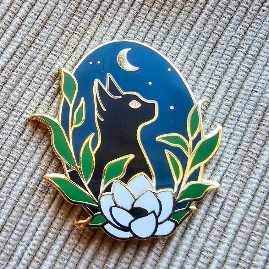 Stargazer Black Cat Enamel Needle Minder - Shop at Persephone's Hearth