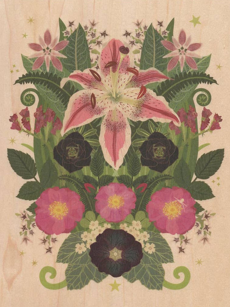 Stargazer Lily Small Wood Print, 11" x 8.5" - Shop at Persephone's Hearth