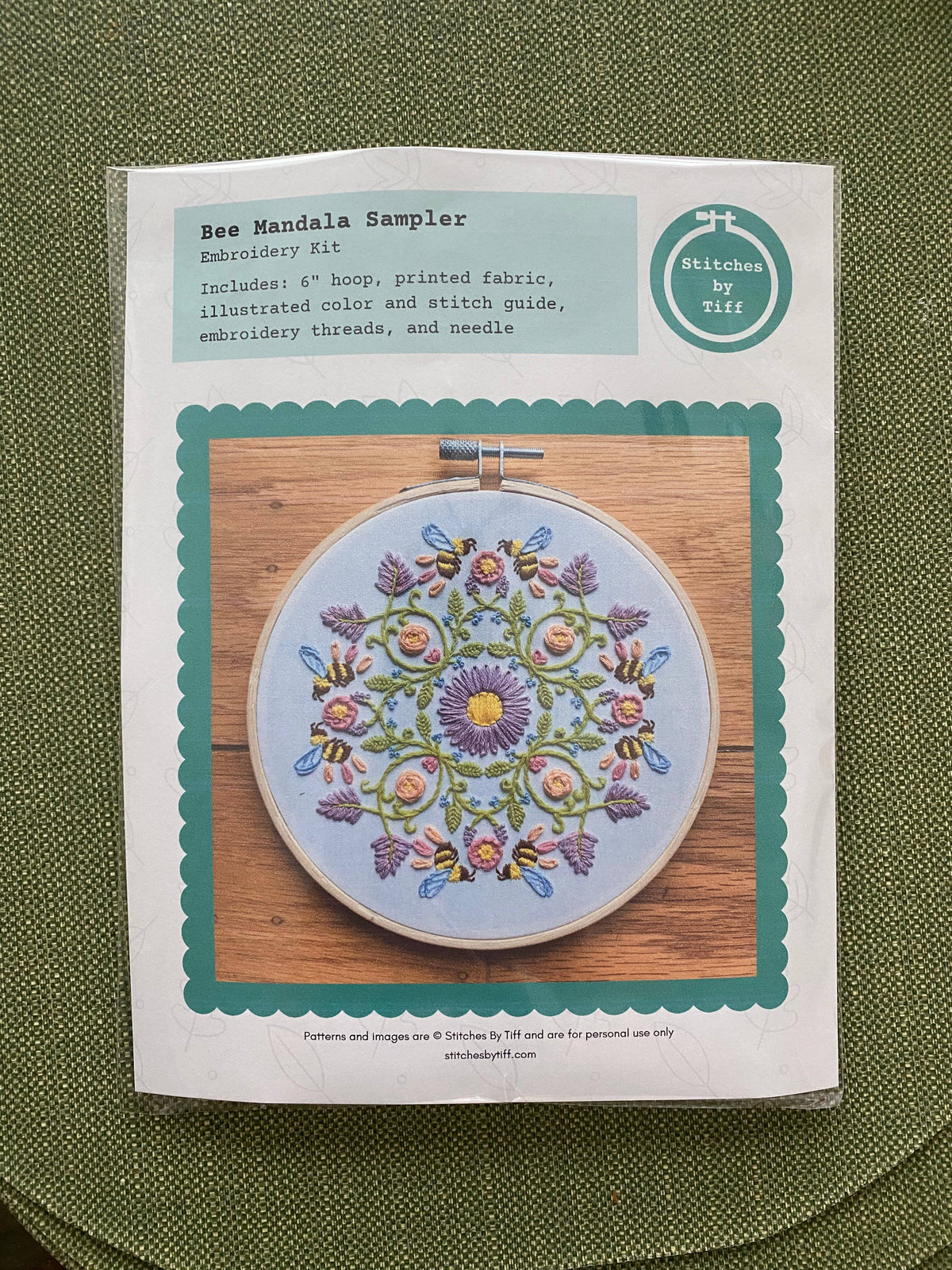 Stitches By Tiff 6" Bee Mandala Sampler Craft DIY Embroidery Kit