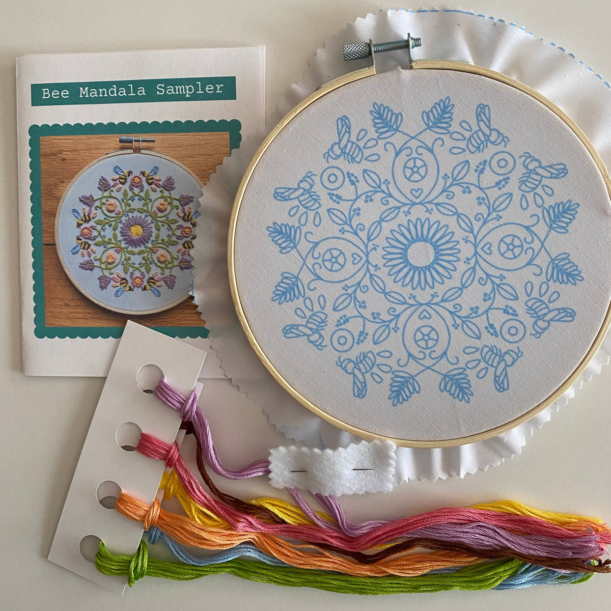 Stitches By Tiff 6" Bee Mandala Sampler Craft DIY Embroidery Kit