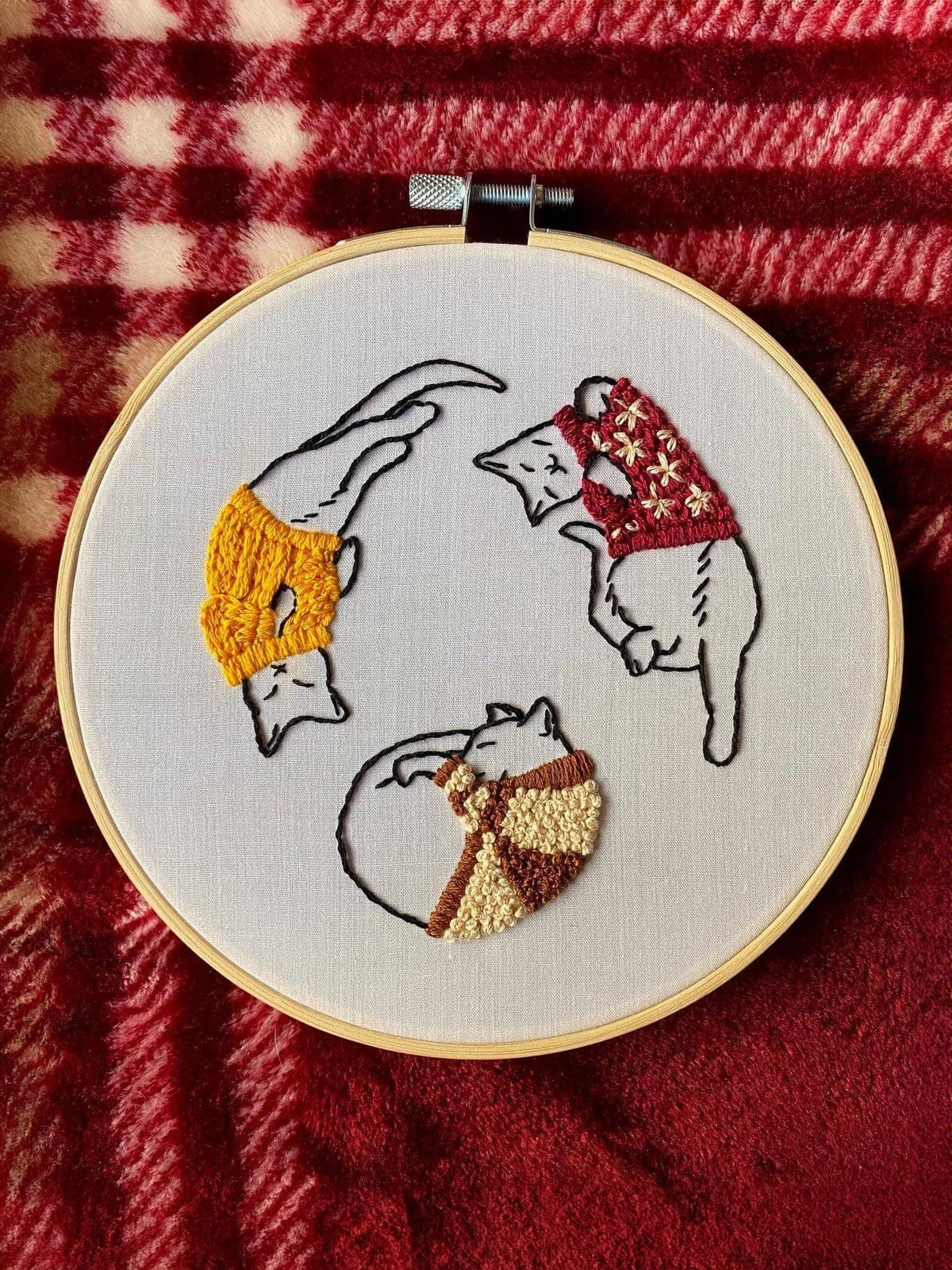 Stitches By Tiff Embroidery Kit 6" Beginner "Cozy Sweater Kitties" Embroidery Kit