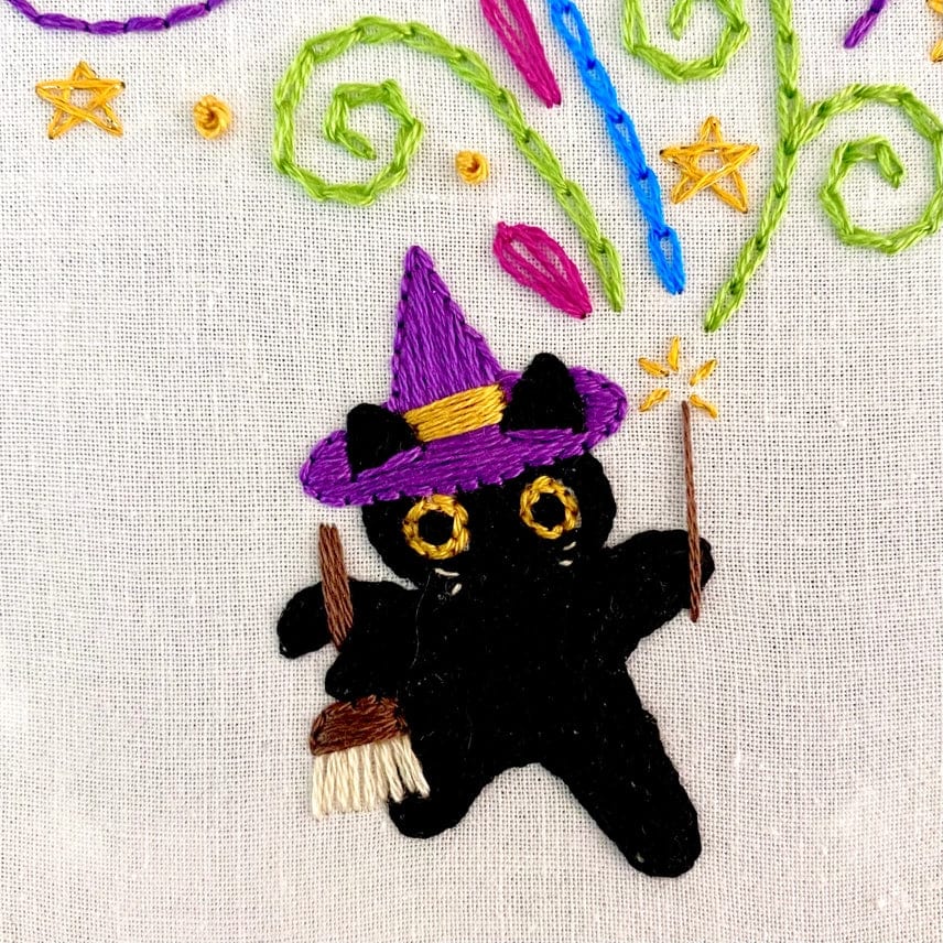 Stitches By Tiff Embroidery Kit 6" Beginner "The Meowgician" Embroidery Kit