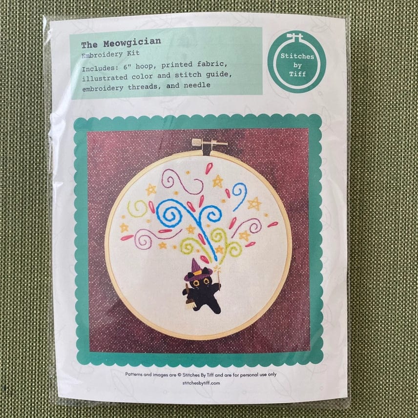 Stitches By Tiff Embroidery Kit 6" Beginner "The Meowgician" Embroidery Kit