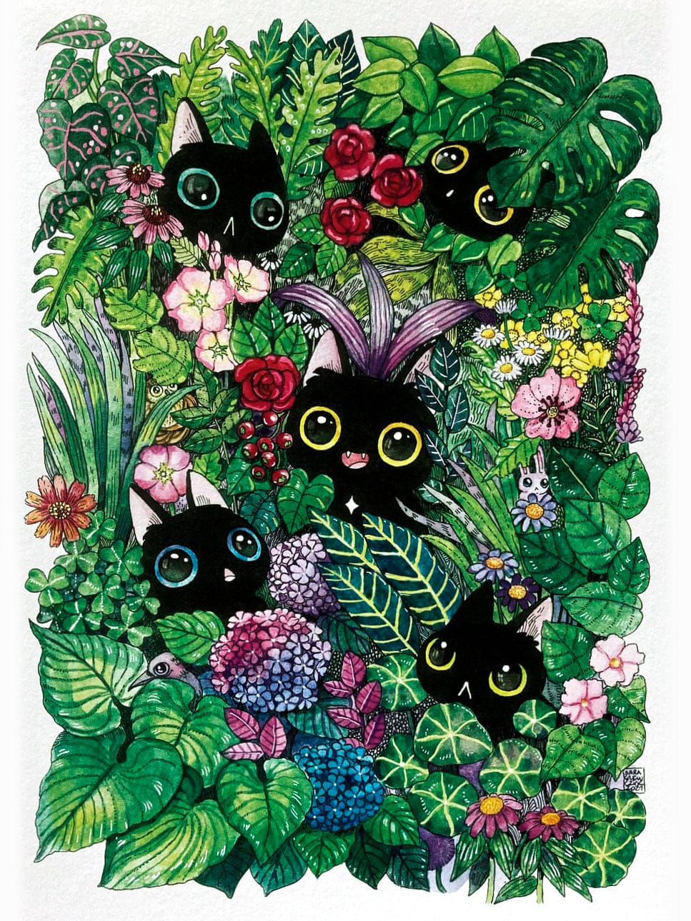 Summer Witch Cat Art Print, 11.8