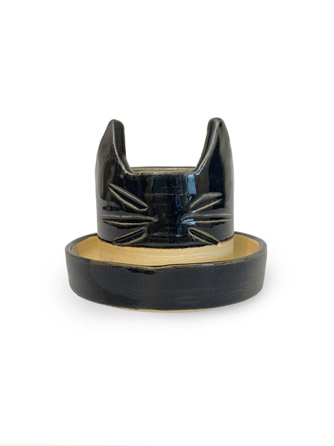 2.5" Small Ceramic Black Cat Planter