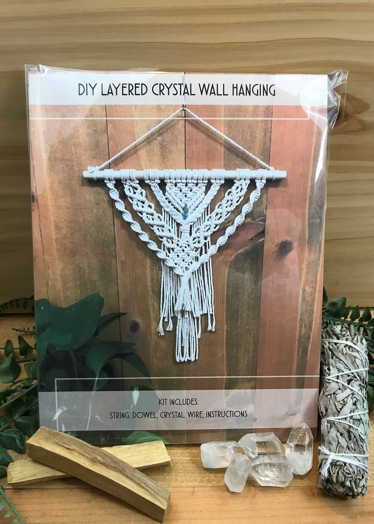 Tangled Up In Hue DIY Macrame Layered Crystal Wall Hanging Kit: Green Crystal