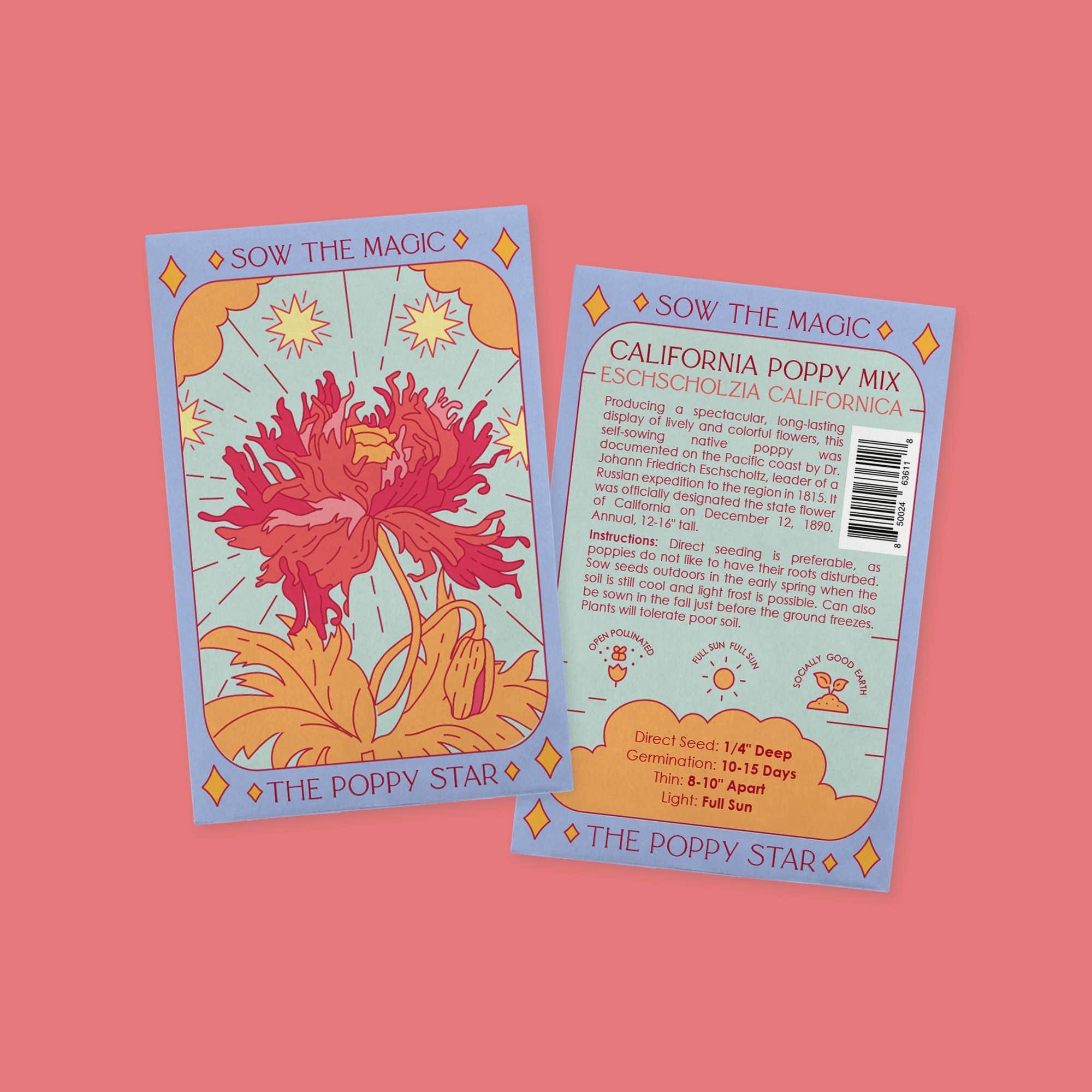 Sow the Magic Poppy Star Tarot Garden Seed Packet - Thumbnail 3