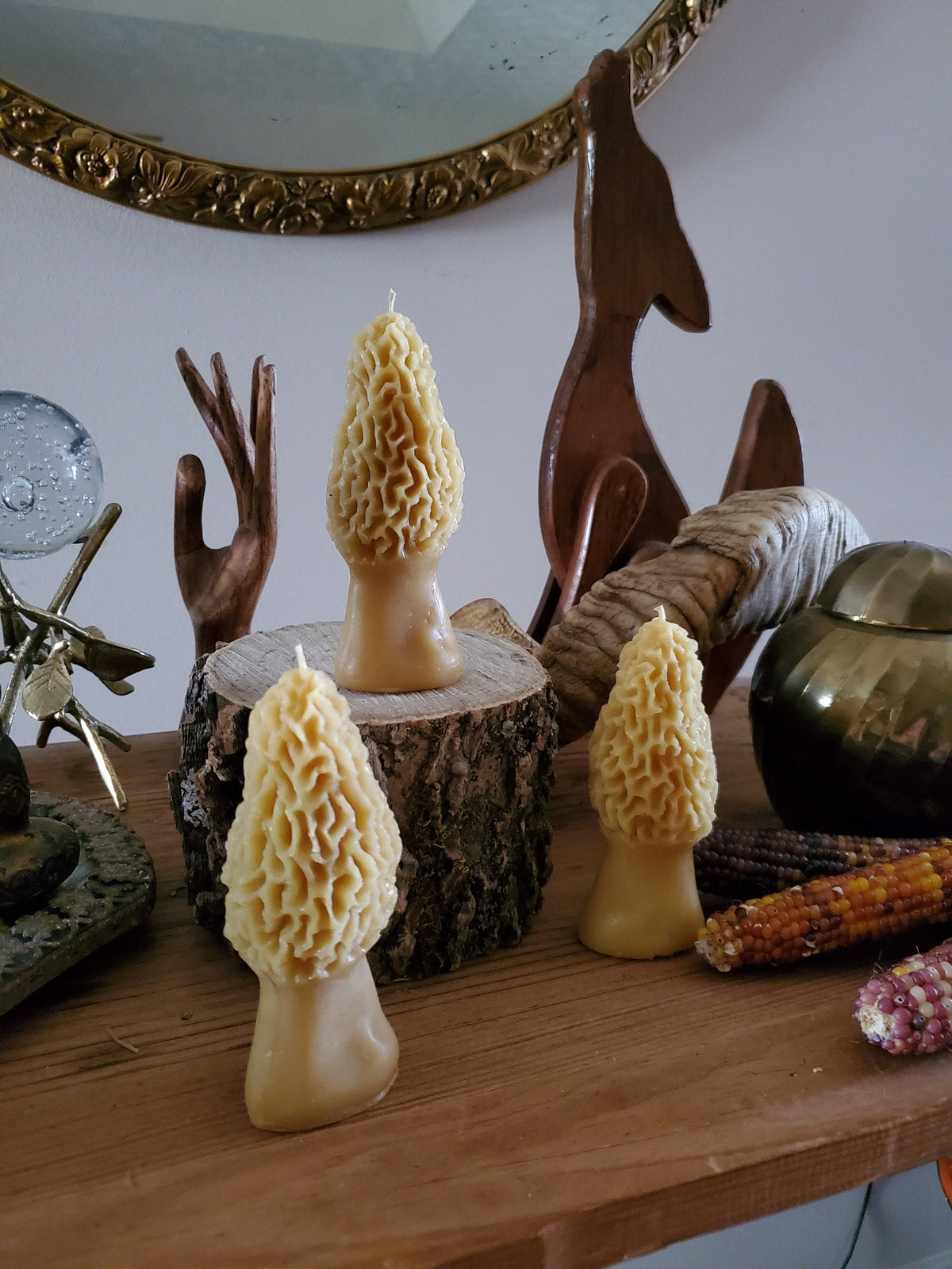 The Ramblin' Bee Candles Morel Mushroom Beeswax Candle