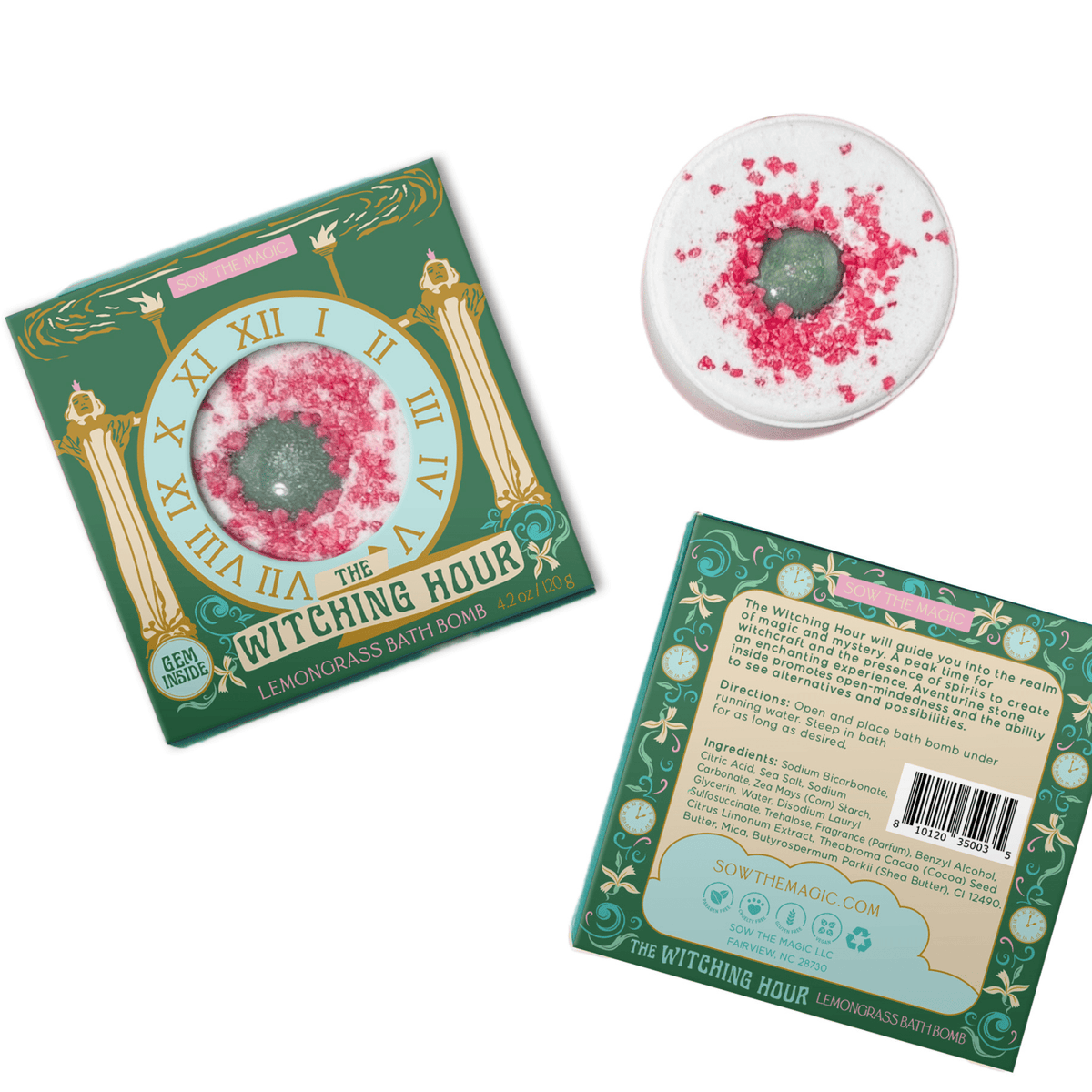The Witching Hour Lemongrass Bath Bomb with Aventurine - Shop at Persephone's Hearth