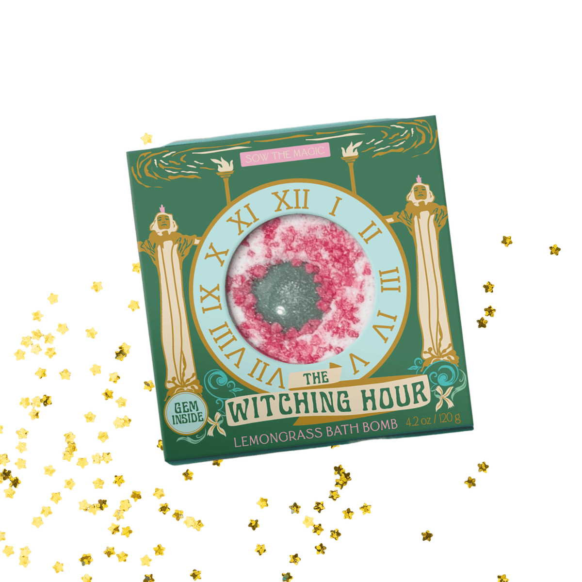 The Witching Hour Lemongrass Bath Bomb with Aventurine - Shop at Persephone's Hearth