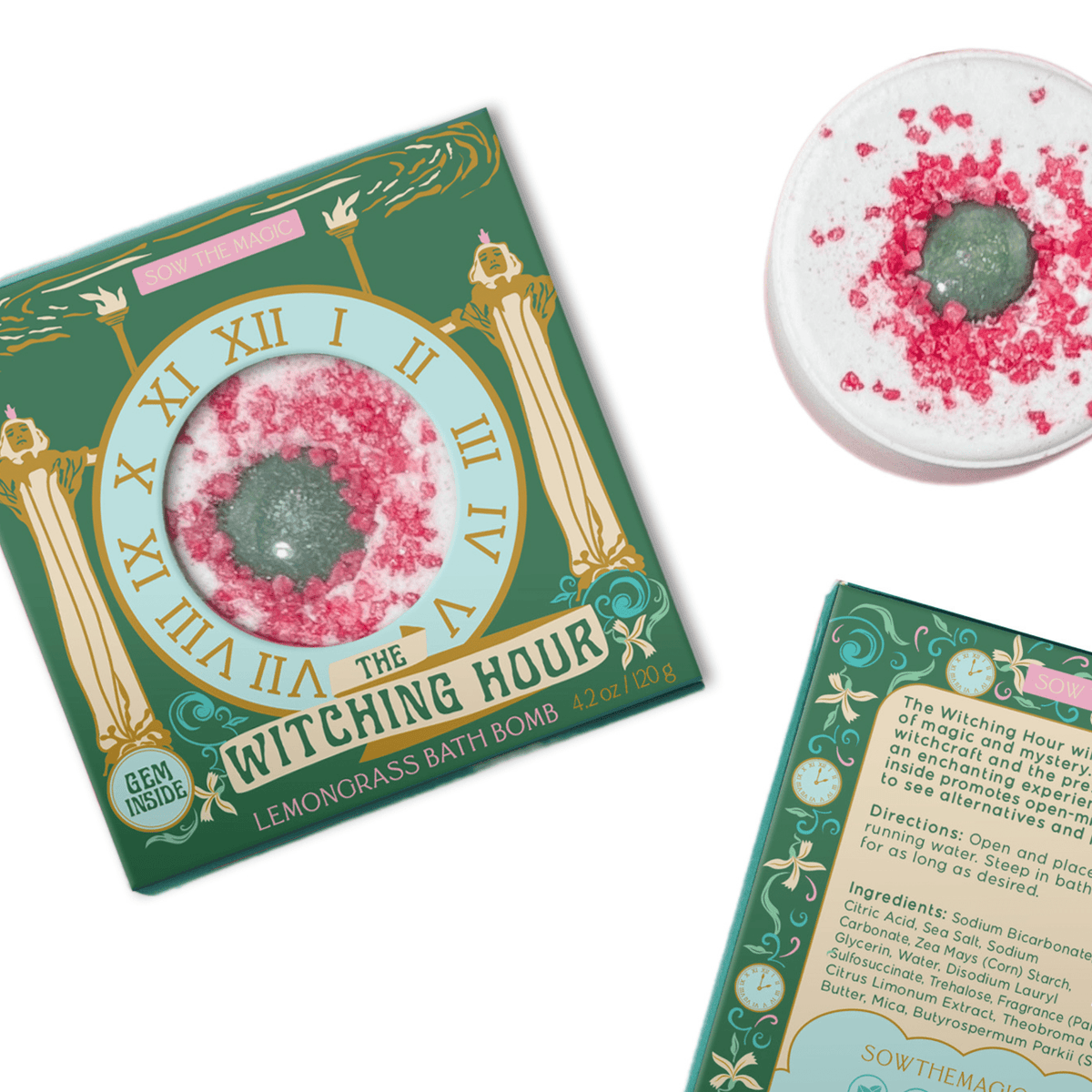 The Witching Hour Lemongrass Bath Bomb with Aventurine - Shop at Persephone's Hearth
